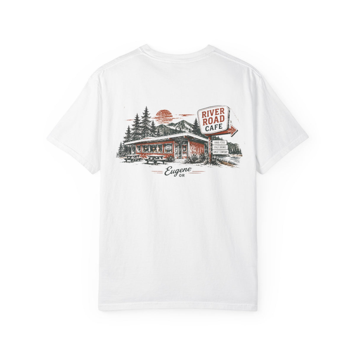 River Road Cafe - Unisex Garment-Dyed T-shirt
