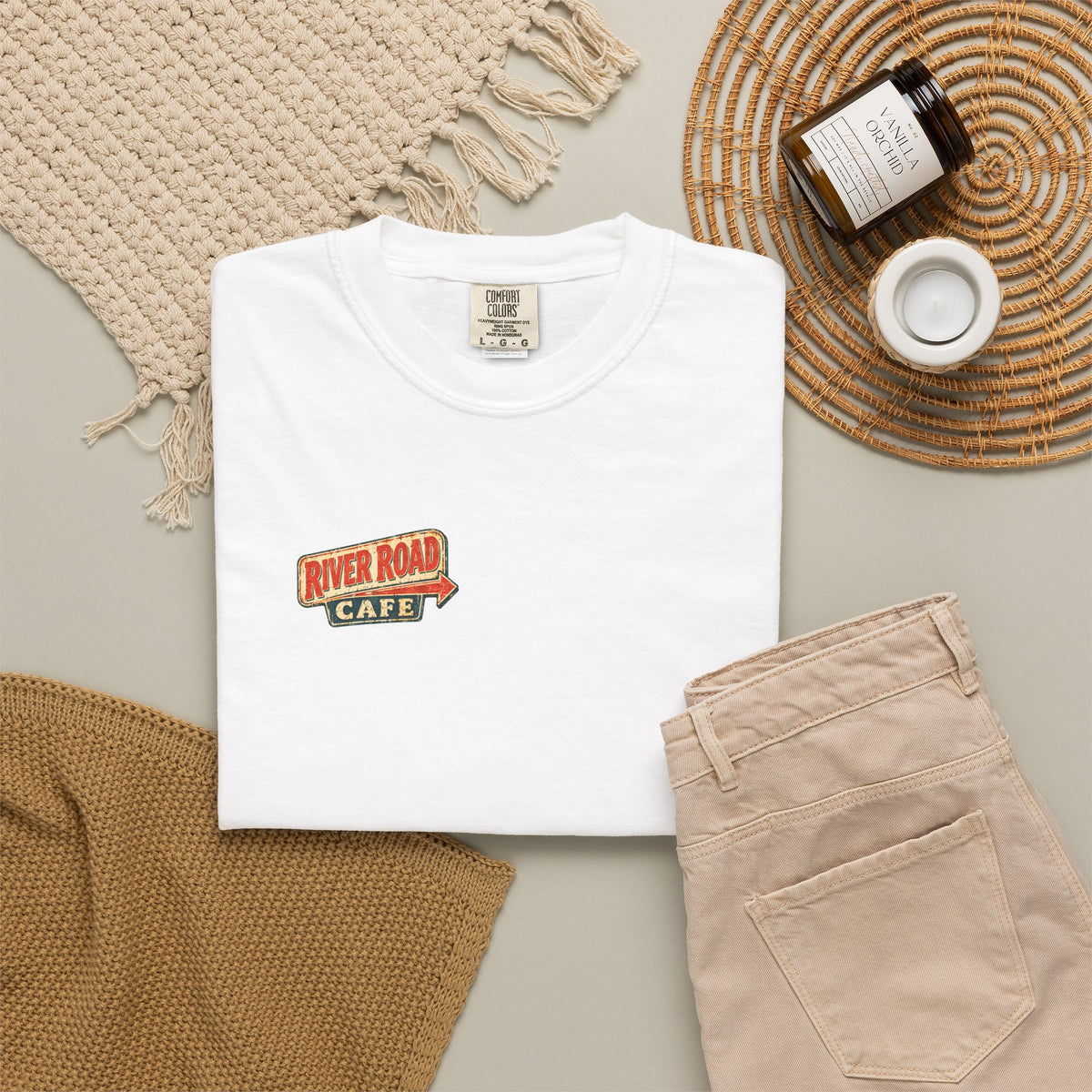 River Road Cafe - Unisex Garment-Dyed T-shirt