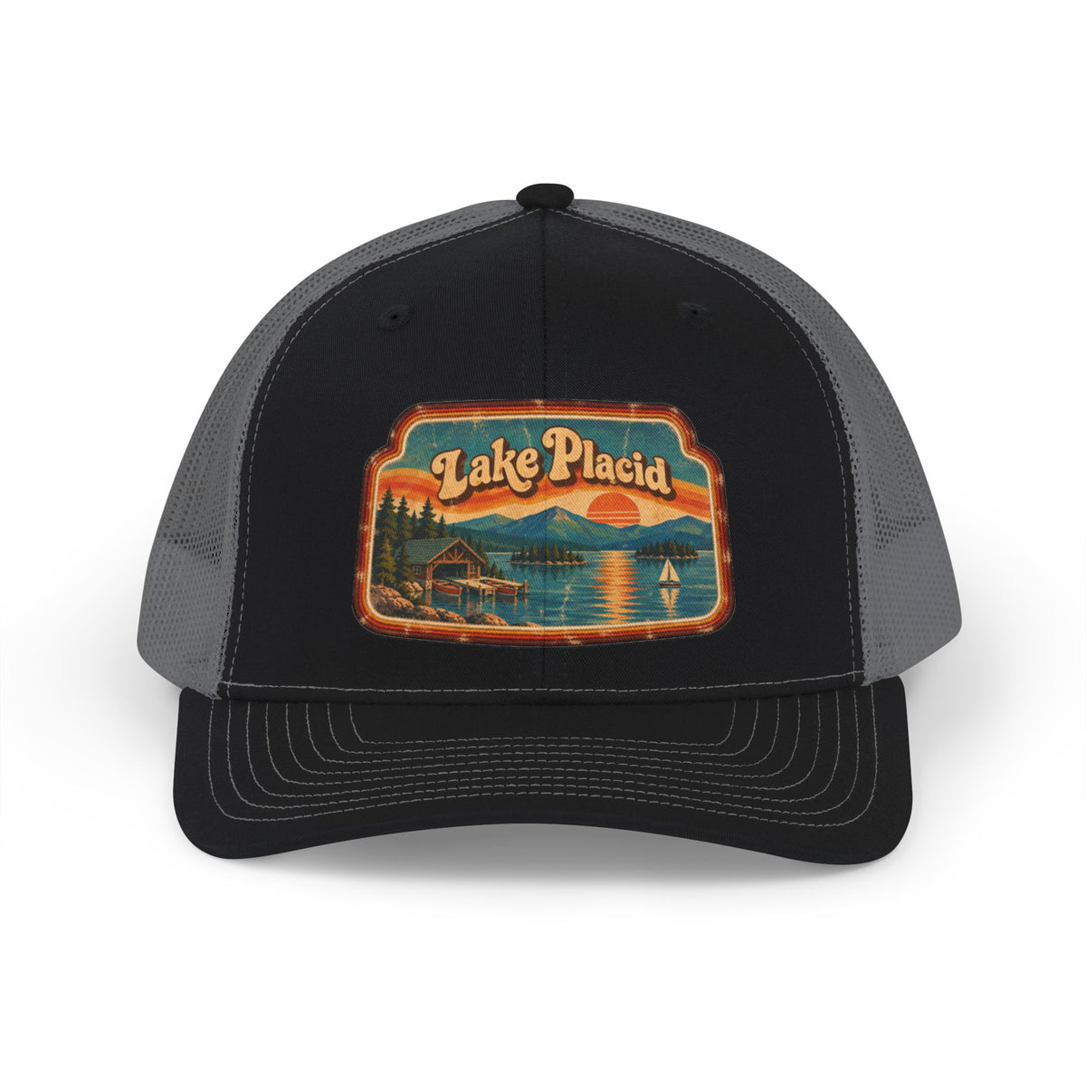Lake Placid Lake Cabin Snapback Trucker Cap