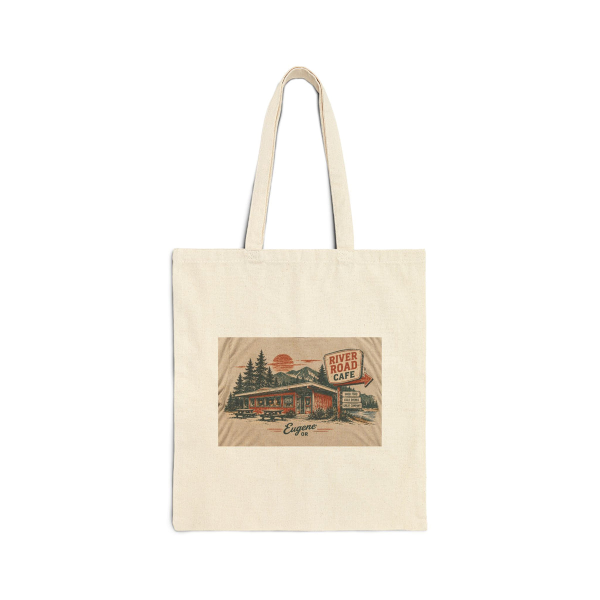 River Road Cafe Cotton Canvas Tote Bag