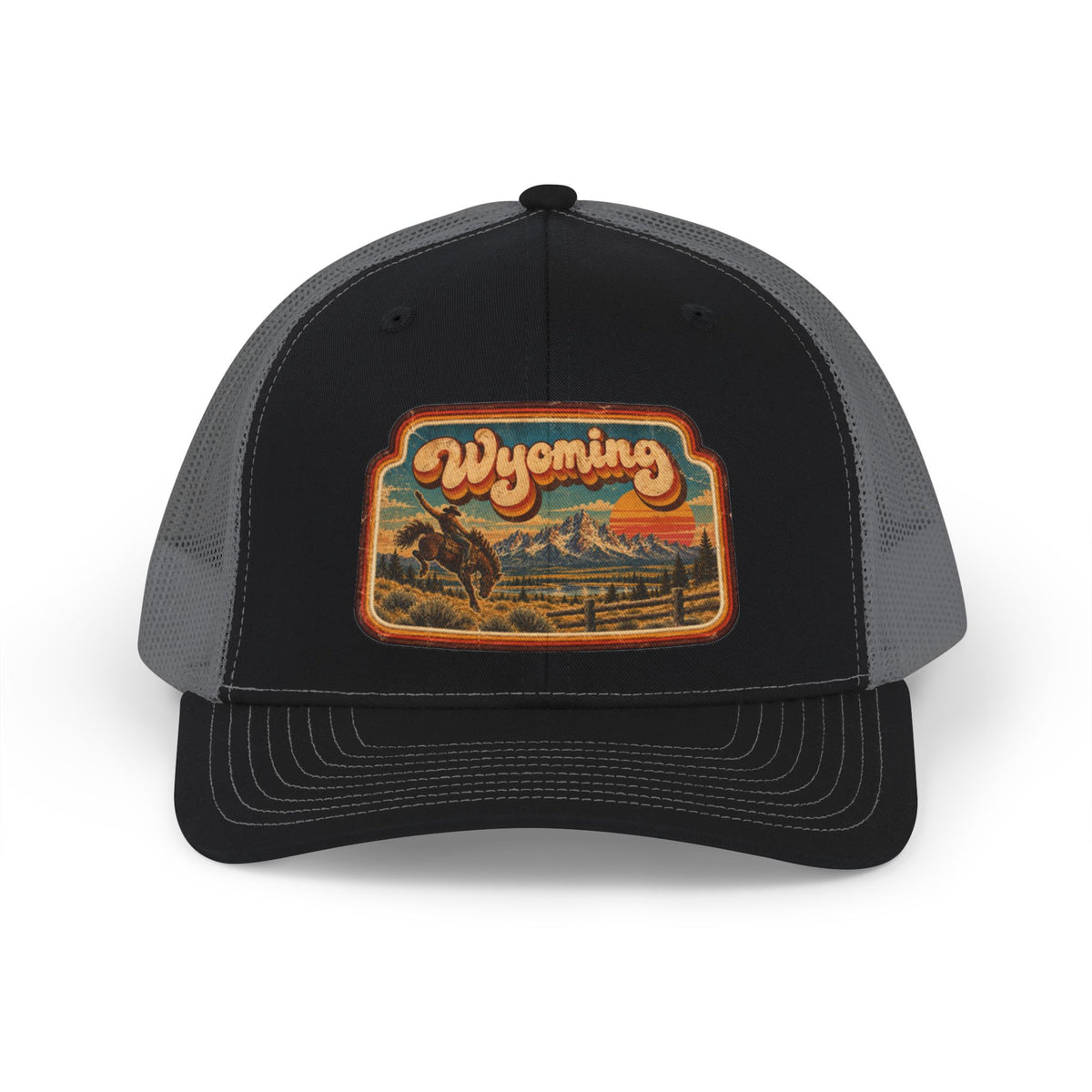 Wyoming Cowboy Sunset Snapback Trucker Cap